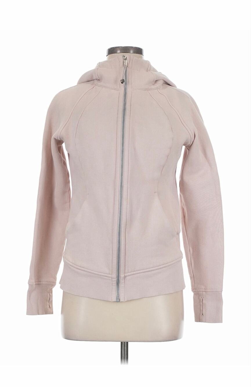 Lululemon women’s full zip hooded jacket in a beautiful soft blush/dusty